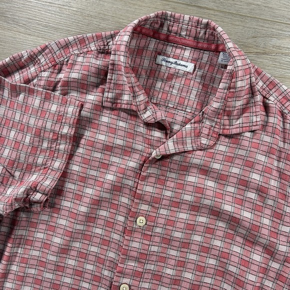 Tommy Bahama Other - Tommy Bahama XL Pink Silk Plaid Short Sleeve Button Up Retro Groovy Beach‎